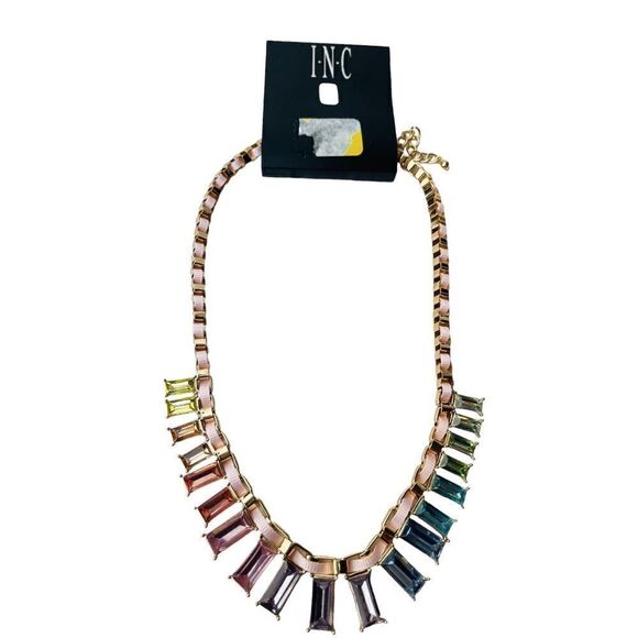 NWT INC INTERNATIONAL CONCEPTS Rainbow Baguette Ribbon-Woven Statement Necklace - Picture 3 of 6
